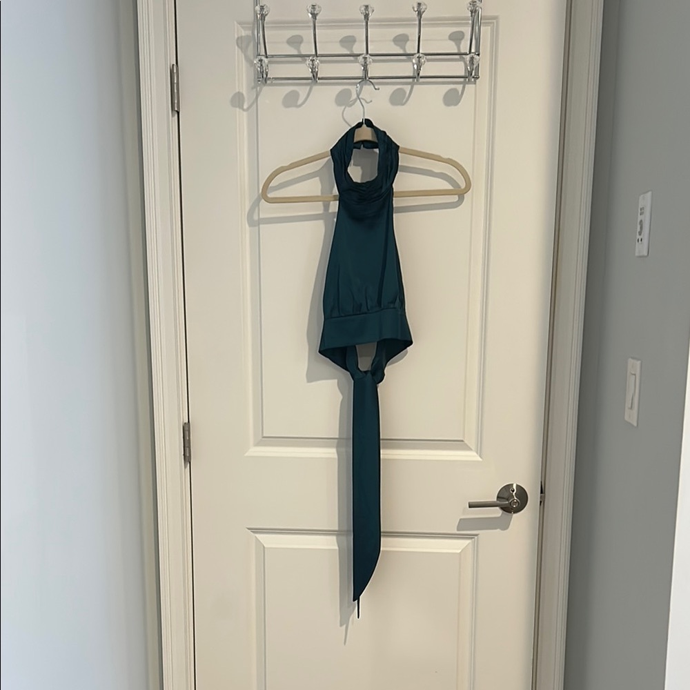 Teal Halter Top with Tie Detail